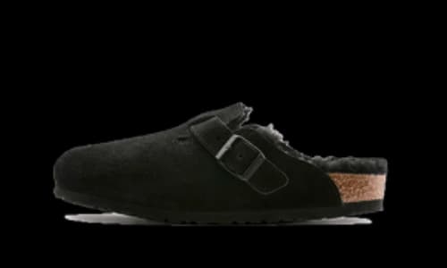 Birkenstock Boston Shearling Suede Leather Black