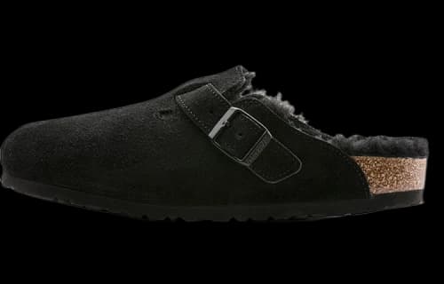 Birkenstock Boston Shearling (Medium/Narrow Fit) Suede Leather Black