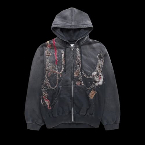 Doublet Embroidered Chain Zip Up Hoodie 'Black'