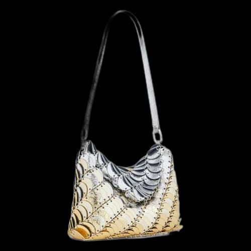 Rabanne Gradiant Effect Disc Embellished Shoulder Bag 'Gold /Light Gold'