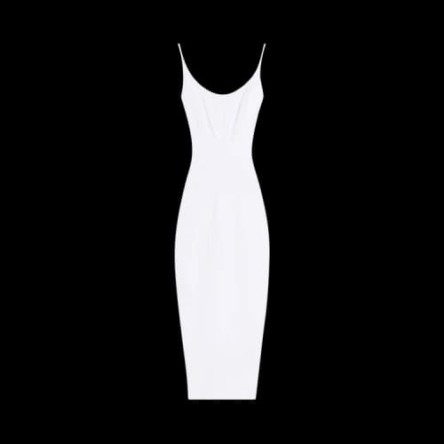 Mugler Knit Midi Dress 'Snow'
