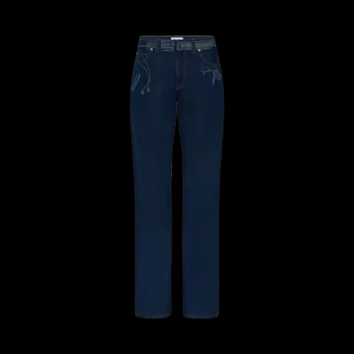 Jean Paul Gaultier Jeans With Trompe L'oeil Print 'Vintage Blue'