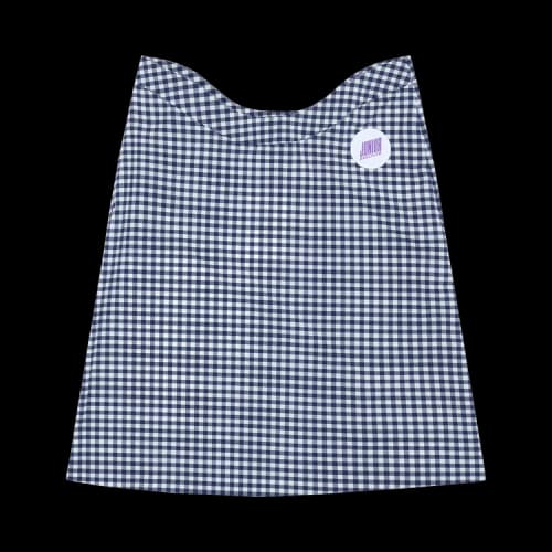 Jean Paul Gaultier Midi Skirt With Curved Waistband In Vichy Print 'Navy/White'