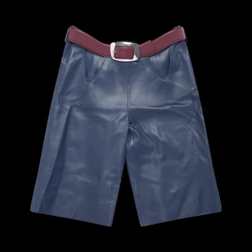 Jean Paul Gaultier Leather Bermuda With Openings On Front 'Navy'