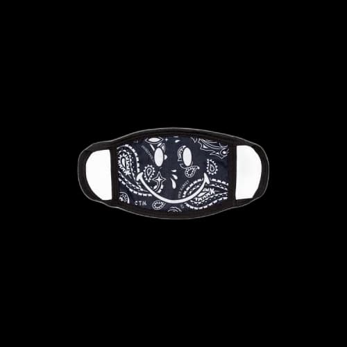Chinatown Market Smiley Paisley Face Mask 'Black'