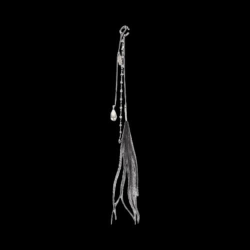 Ann Demeulemeester Beads And Feather Fable Ear Cuff 'Antique Silver'