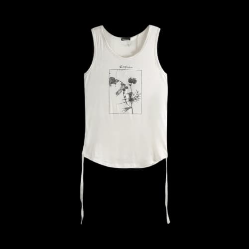 Ann Demeulemeester Wildflower Print Mexi Wrinkled Cropped Tank Top 'Ivory'