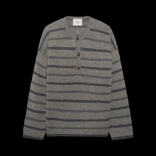 The Elder Statesman Nimbus Textured Henley Shirt 'Grey/Multicolor'