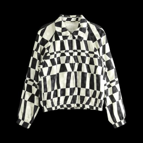 Dries Van Noten Women's Optical Squares Print On Polka Dot Jacket Black