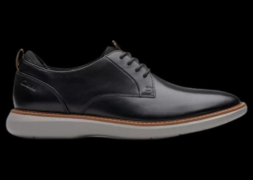 Clarks Brantin Plain Black Leather