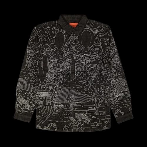 Who Decides War Embroided Duality Button Up Shirt 'Black'