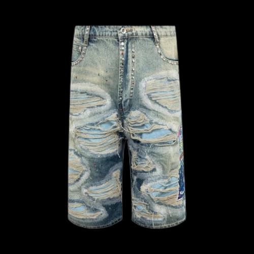 Who Decides War Chrome Stud Embroidered Short 'Denim'