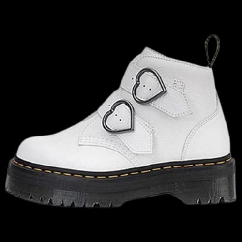 Dr.Martens Devon Heart Leather Platform Boots 'White' (Women's)