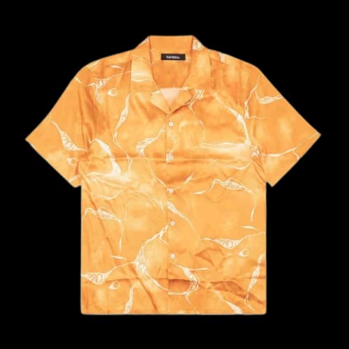 Nahmias Miracle Tie Dye Silk Button Down Shirt 'Orange'