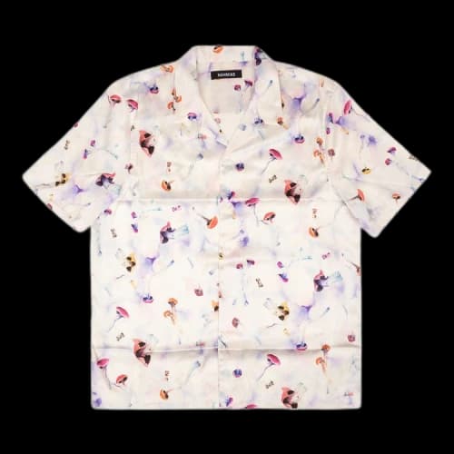 Nahmias Silk Pychedelic Mushroom Button Down Shirt 'White'