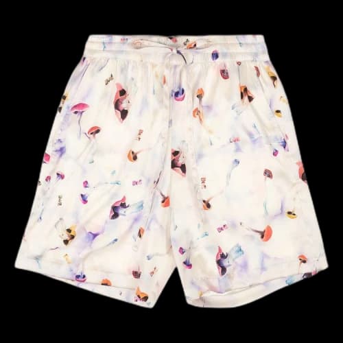 Nahmias Pychedelic Mushroom Print Silk Shorts 'White'