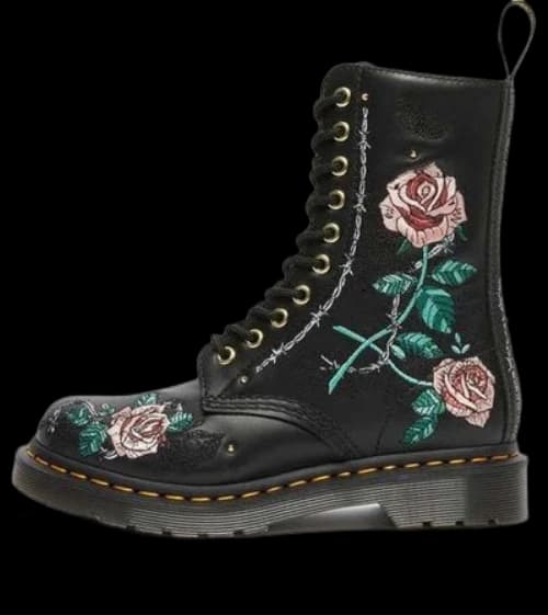 Dr.Martens 1490 Vonda Floral Leather Mid Calf Boots 'Black'