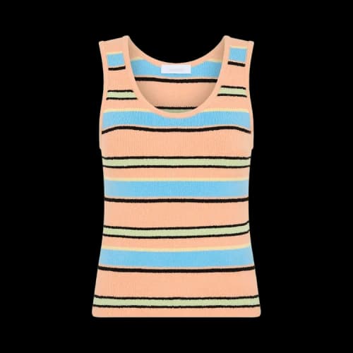 Rabanne Tank 'Rayures Eponge Peche/Bleu'