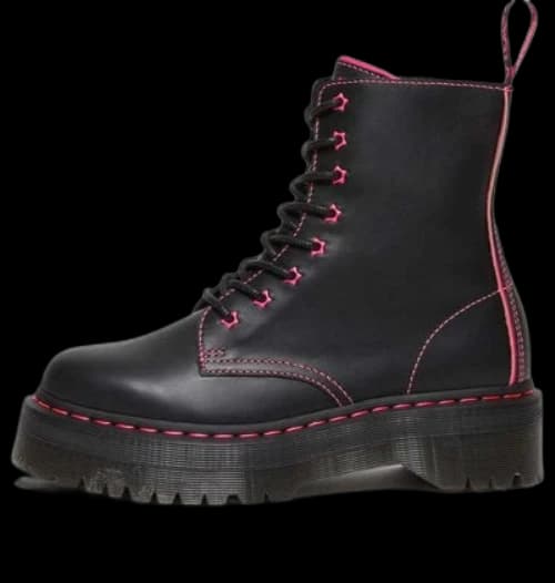 Dr. Martens Jadon II Neon Star Leather Platform Boots 'Black'
