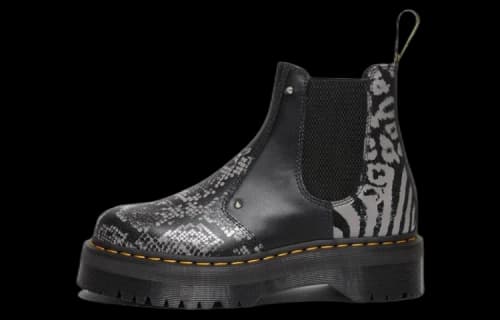 Dr. Martens 2976 Quad Platform Animal Print Boots 'Black Grey'