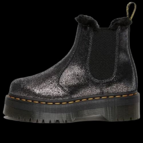 Dr. Martens 2976 Faux Fur-Lined Metallic Platform Chelsea Boots 'Black' (Women's)
