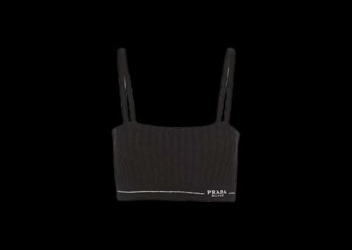 Prada Ribbed Knit Cotton Top Black