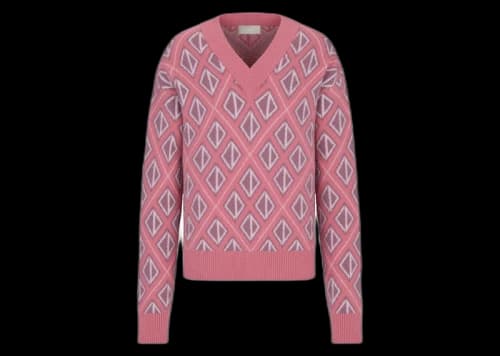 Dior x CACTUS JACK Sweater with CD Diamond Motif Pink