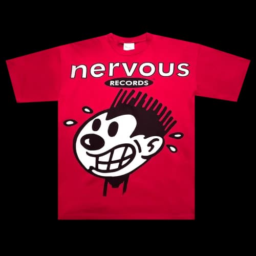 Music Vintage Nervous Records NYC Tee 'Oxblood'