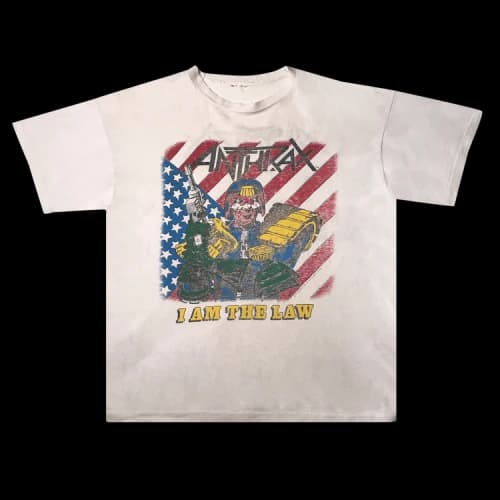 Music Vintage Anthrax I Am The Law Judge Dredd Tee 'White'