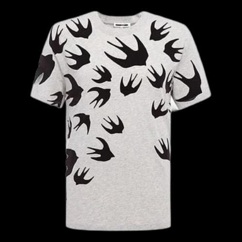 McQ Alexander McQueen Swallow Printing Cotton Short Sleeve Gray
