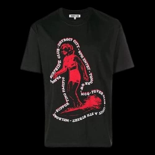 McQ Alexander McQueen Printing Cotton Round Neck Short Sleeve Black