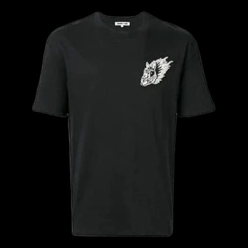 McQ Alexander McQueen Cotton Embroidered Pattern Short Sleeve Black