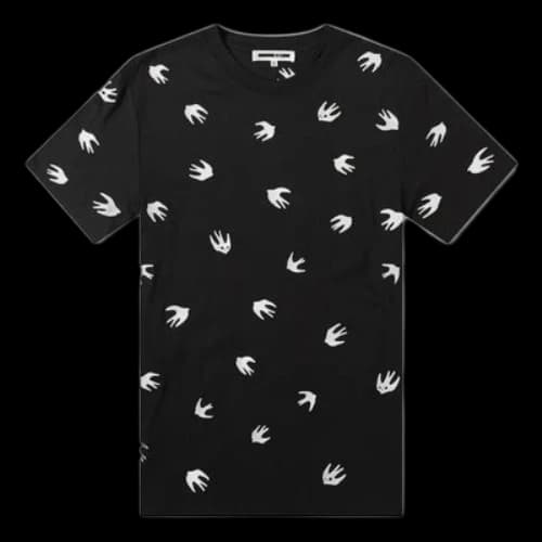 McQ Alexander McQueen Contrasting Colors Embroidered Short Sleeve Black