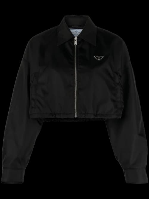 Prada Cropped Bomber Jacket Black