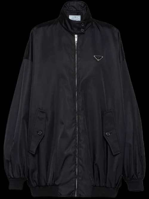 Prada Logo Plaque Bomber Jacket Black