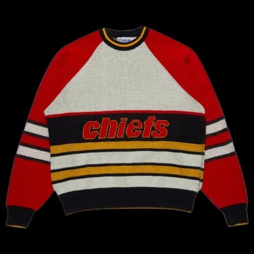 Sports Pre-Owned Vintage 1980's NFL Authentic Pro Line By Cliff Engle Kansas City Chiefs Crewneck Sweater 'Cream/Red/Black/Gold'