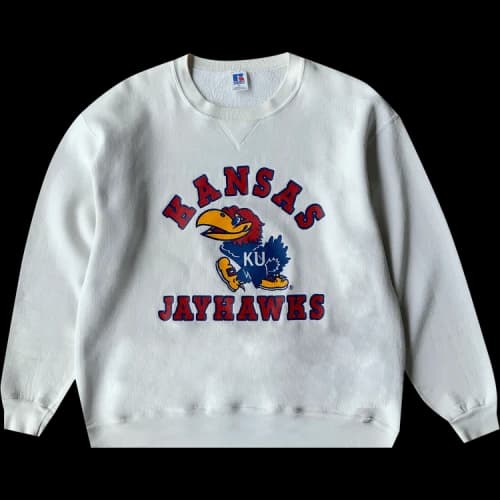 Sports Pre-Owned Vintage 1990's Kansas Jayhawks Russell Athletic Sweatshirt 'White'
