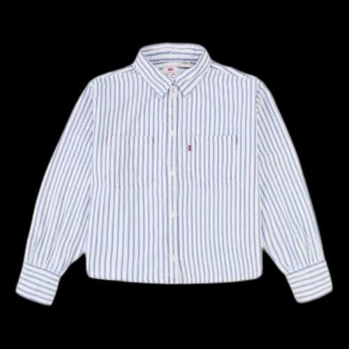 LEVI'S Levis Loose Lapel Stripe Short Long Sleeves Blue Shirt