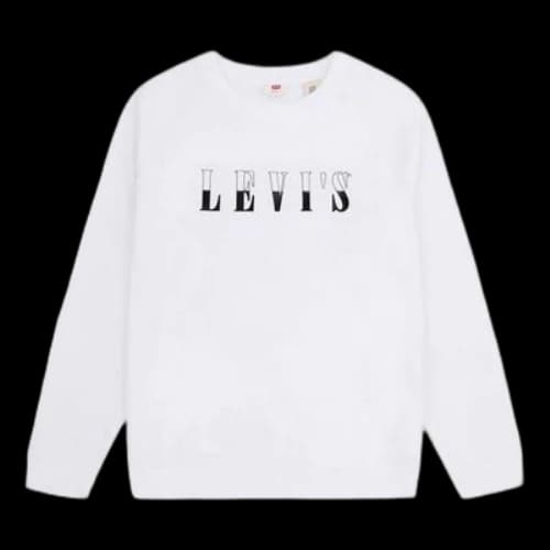 Levi's Logo Round-neck Plus Fleece Swea White (Women's)