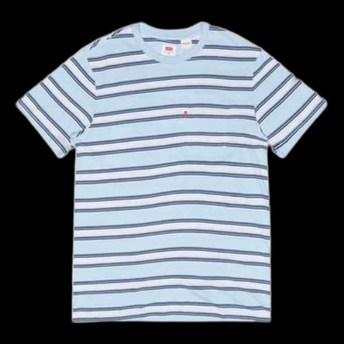 To Be Defined Levis Loose Round Neck Stripe Short Sleeve Blue T-Shirt