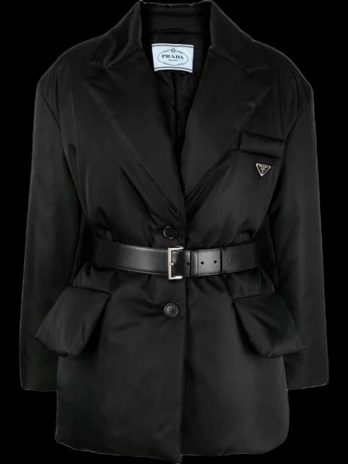 Prada Padded Belted Jacket Black