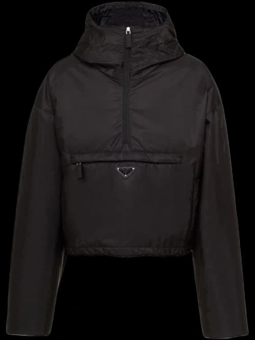 Prada Triangle Logo Hooded Jacket Black