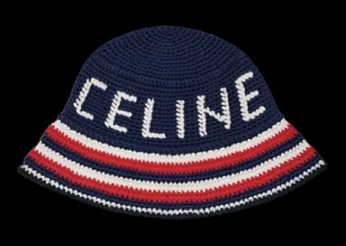 Celine Crochet Cotton Bucket Hat Navy