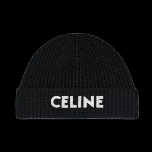 Celine Cashmere Embroidered Knit Beanie Black