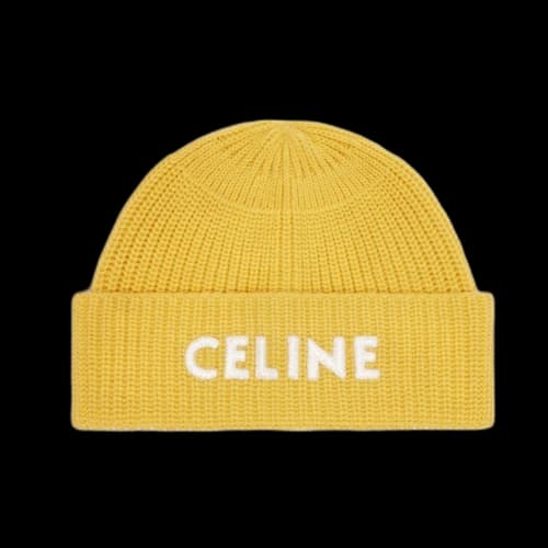 Celine Embroidered Knit Wool Beanie Mimosa