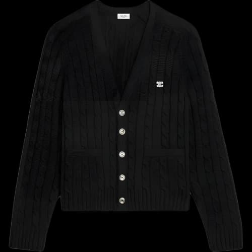 CELINE Cashmere Sweaters Men's Black V Neck Moderate
