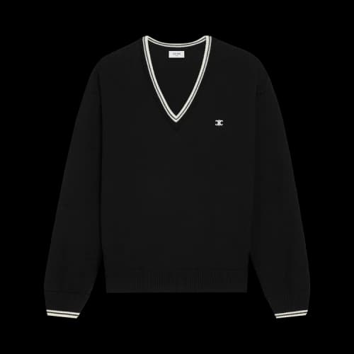 CELINE Triomphe V-Neck Sweater 'Black'