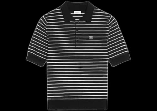 Celine Triomphe Striped Fine Polo Black/Ecru
