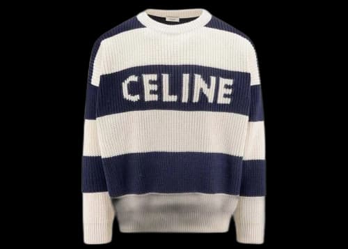 Celine Stripe Wool Sweater Blue