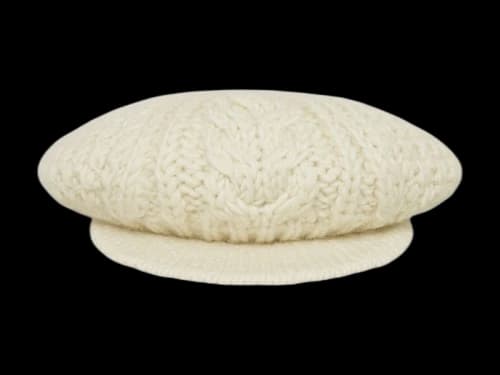Celine Aran Mohair Wool Beret Off White